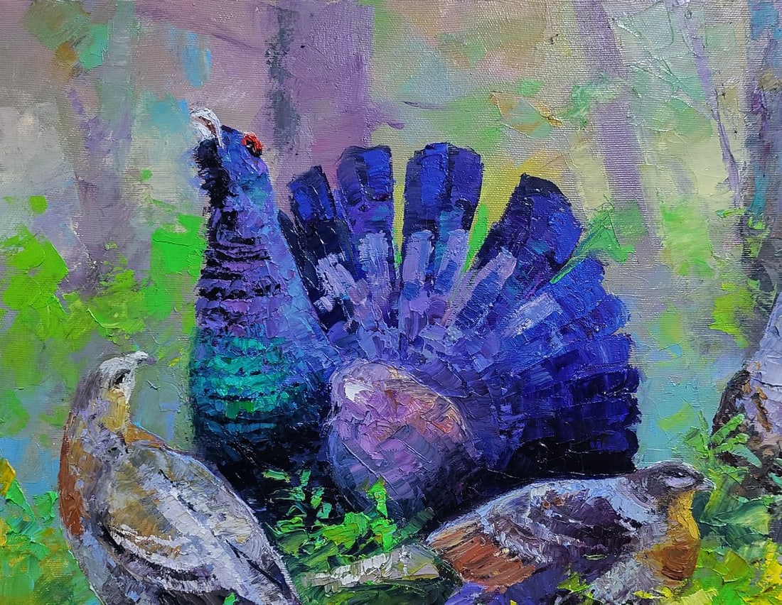 Oil painting Black grouse in the summer forest Boris Serdyuk - 4