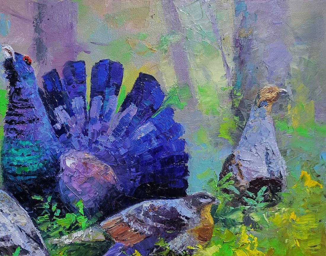 Oil painting Black grouse in the summer forest Boris Serdyuk - 5