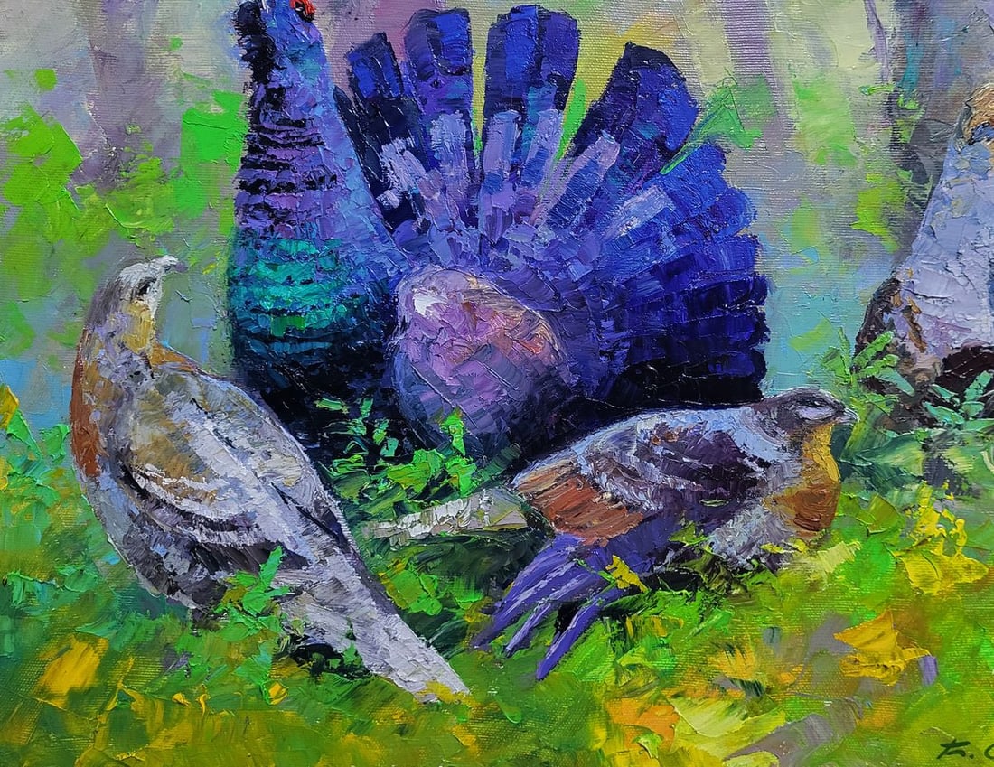 Oil painting Black grouse in the summer forest Boris Serdyuk - 6