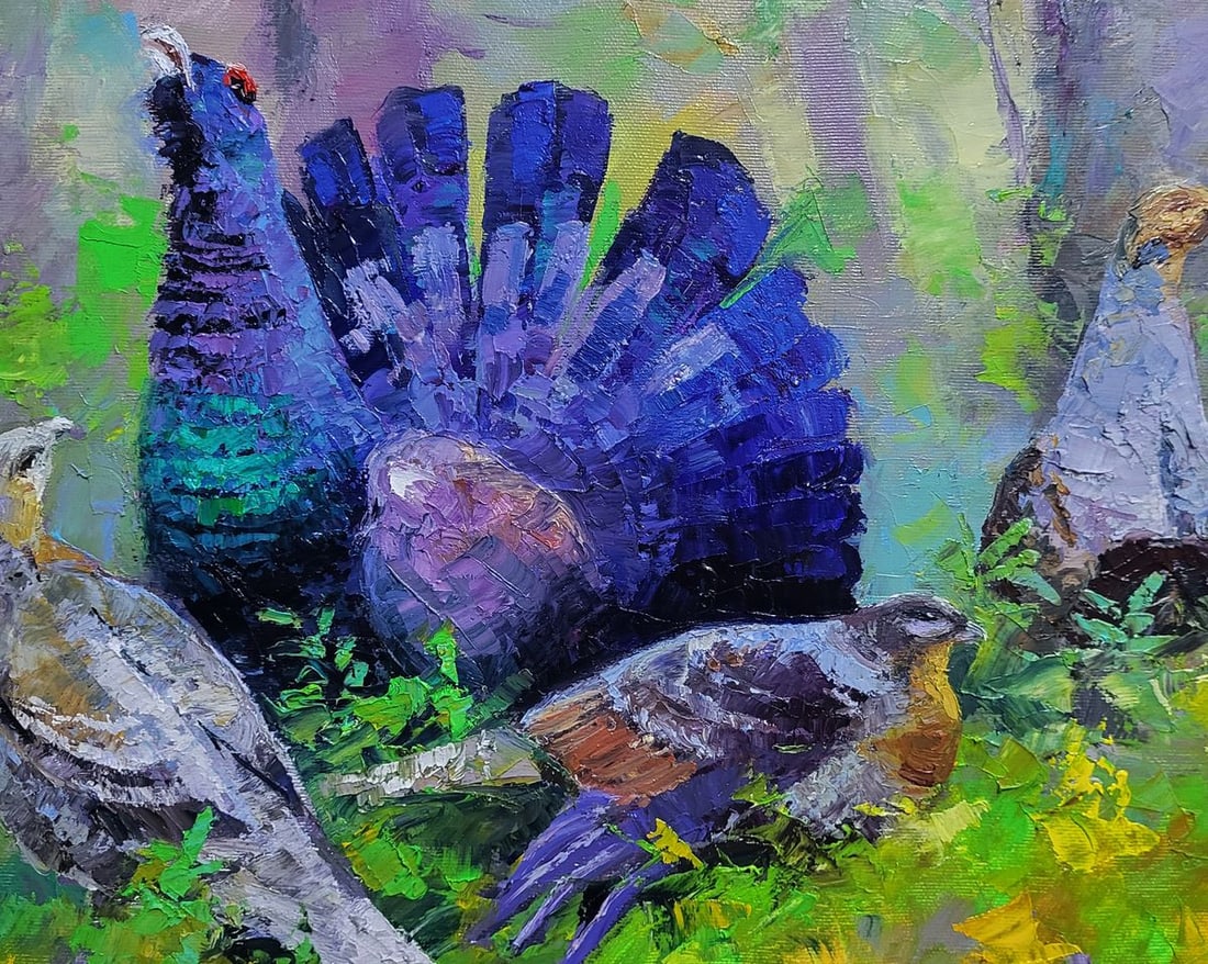 Oil painting Black grouse in the summer forest Boris Serdyuk - 8