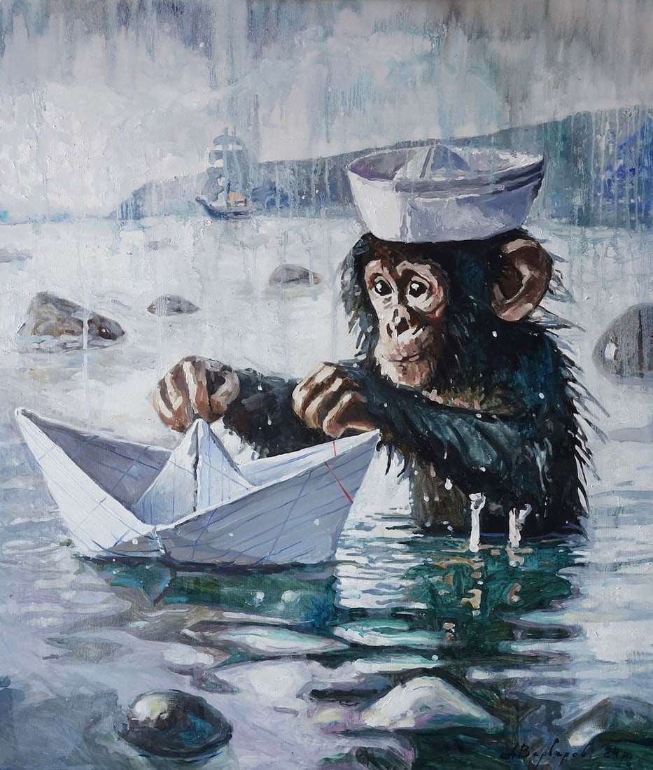 Oil painting Portrait of little monkeys Anatoly Varvarov - 2