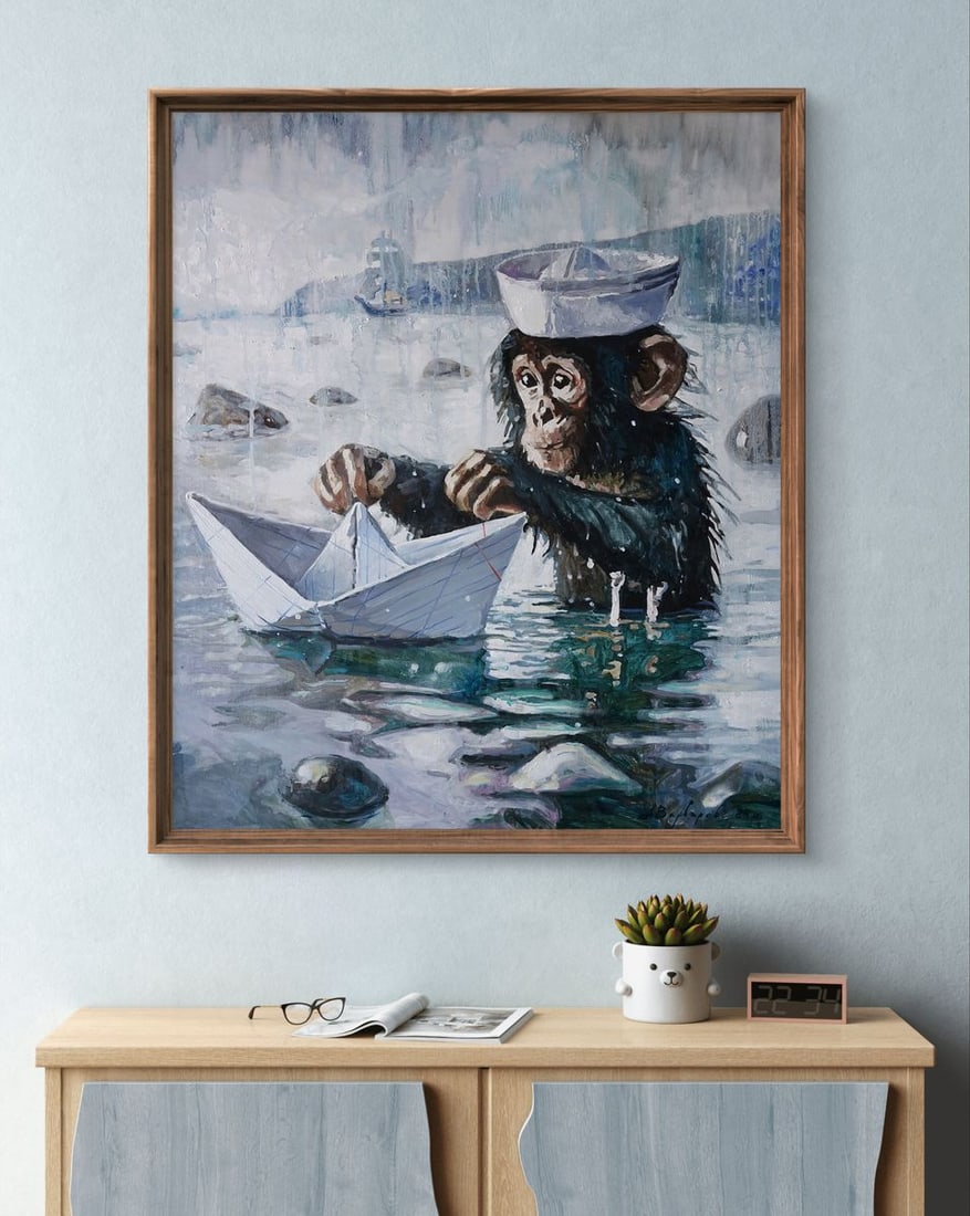 Oil painting Portrait of little monkeys Anatoly Varvarov - 3