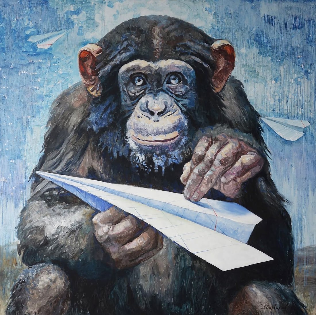 Oil painting Portrait of little monkeys Anatoly Varvarov - 5