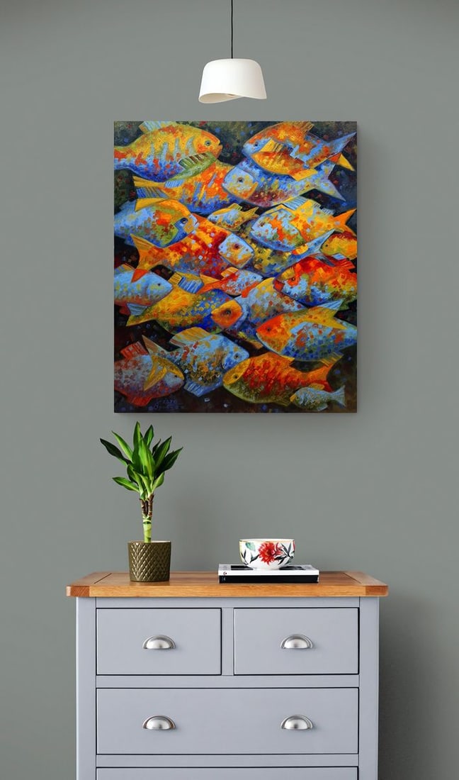 Oil painting Fish puzzles Sergey Voichenko - 2