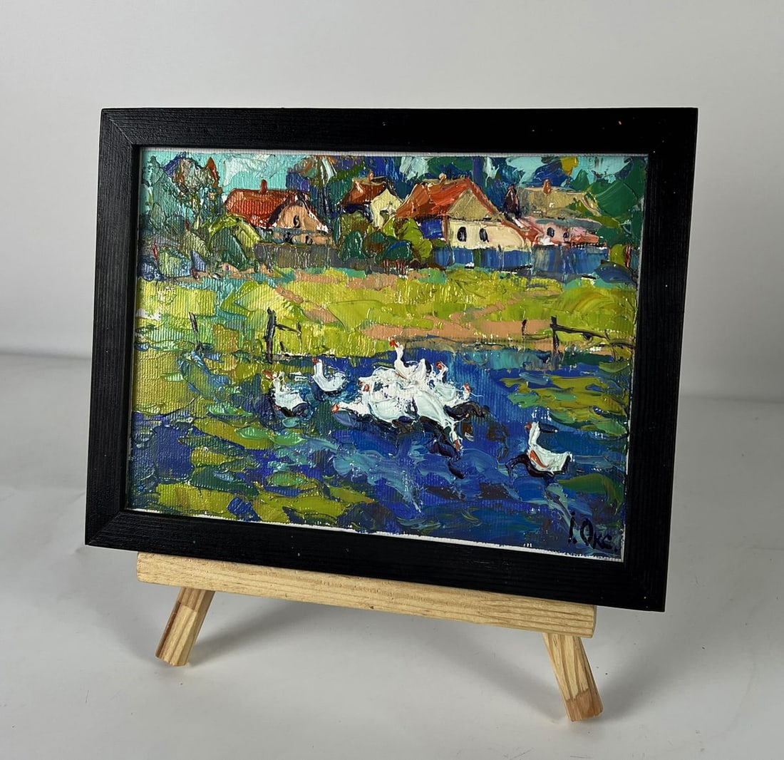 Oil painting Ducklings are splashing Oksana Ivanyuk - 2