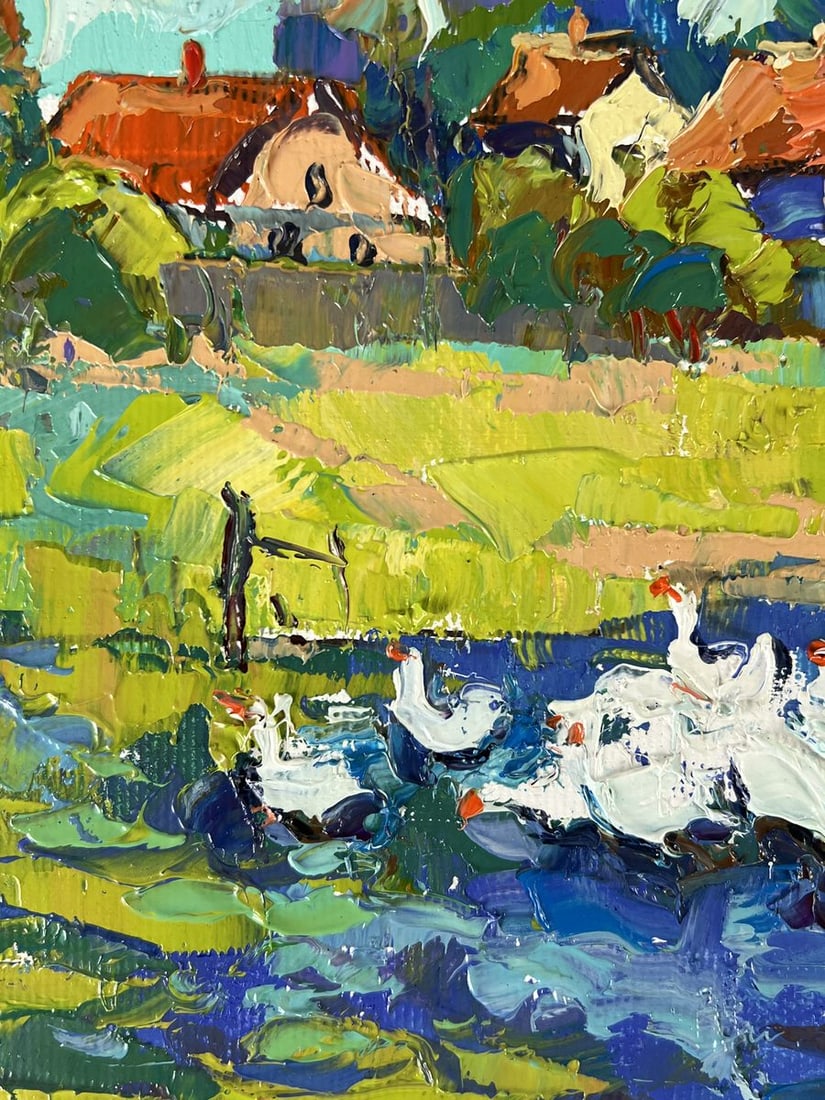 Oil painting Ducklings are splashing Oksana Ivanyuk - 4