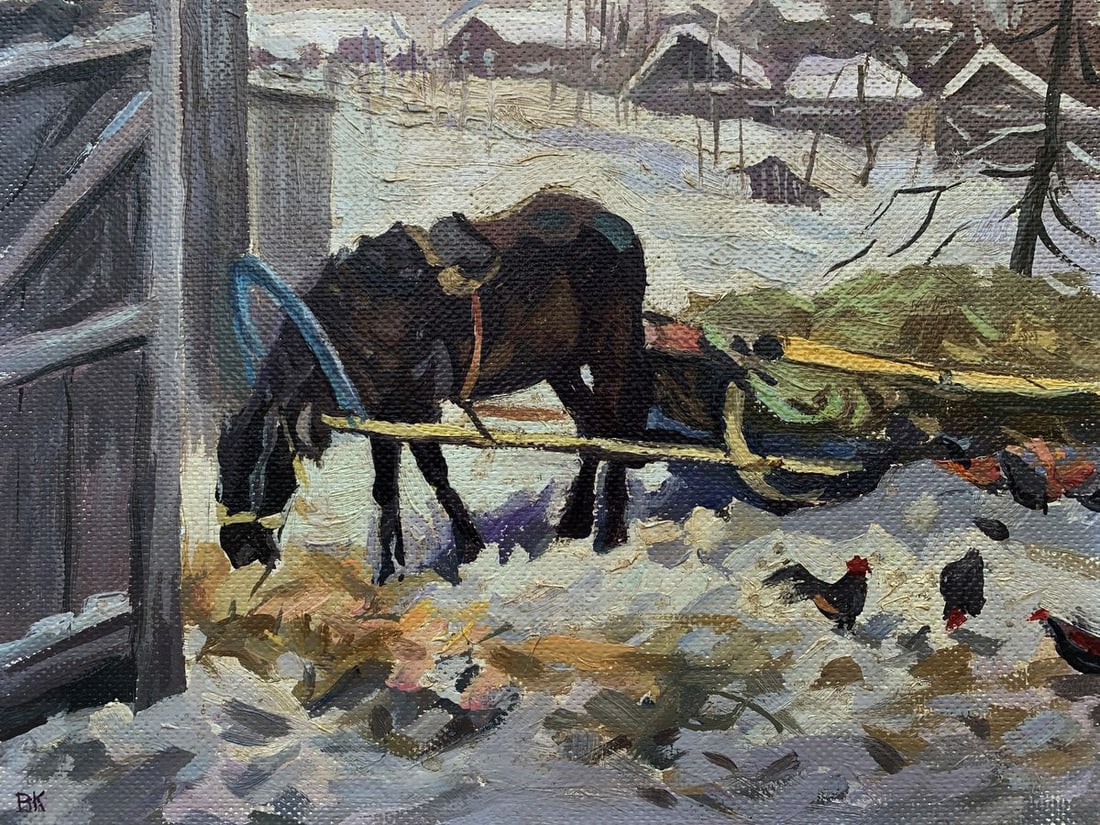 Oil painting Fairy tale at horse's pace Unknown artist: №1805*** ABOUT THIS PAINTING **** TITLE: "Fairy tale at horse's pace"* ARTISTS: Unknown artist* SIZE: 26x35 cm/'10.23x13.77 inches' * MEDIUM: oil, cardboard* HAND PAINTED: Original painting from