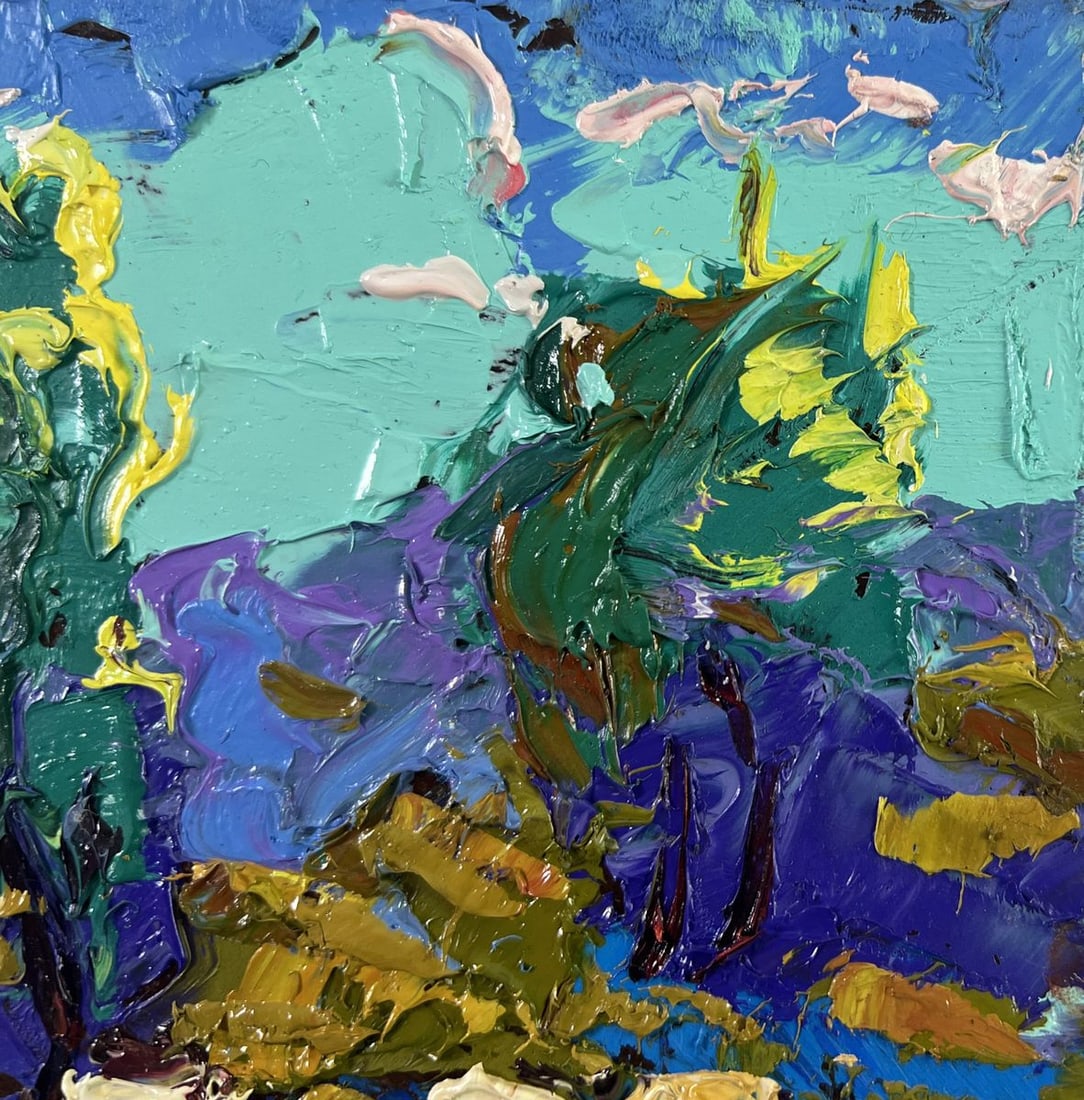 Oil painting Evening light behind the village Alex Kalenyuk - 4