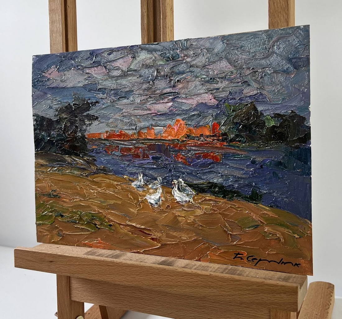 Oil painting Geese in the yard Boris Serdyuk - 2