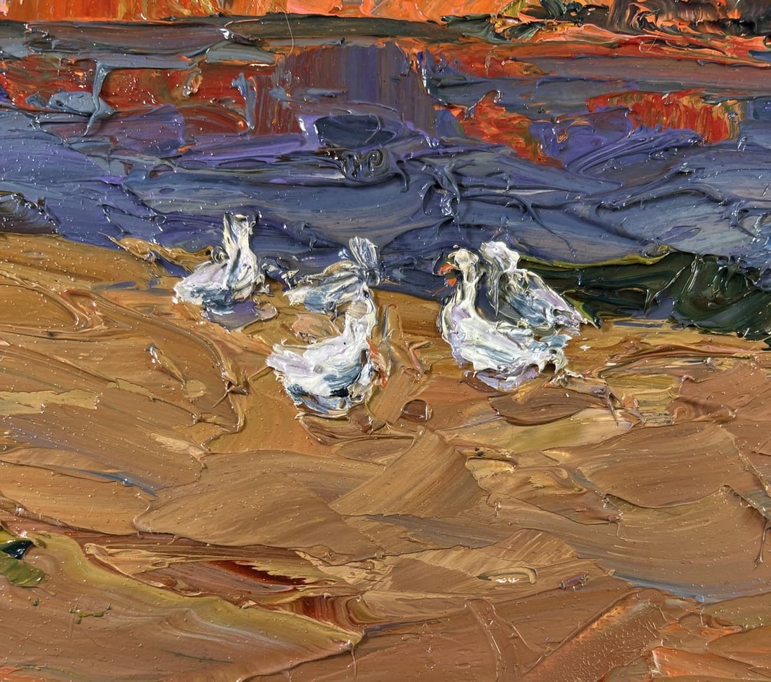 Oil painting Geese in the yard Boris Serdyuk - 8