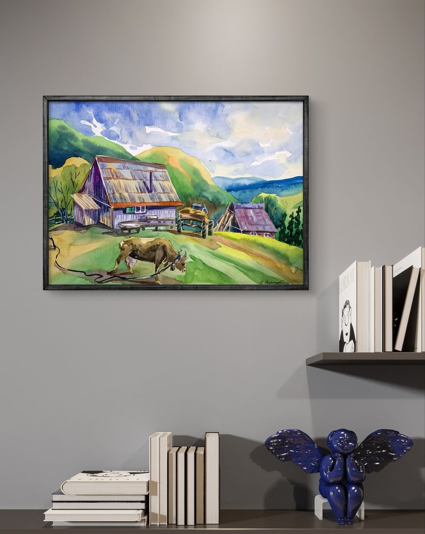 Watercolor painting Village in the mountains Svetlana Gramm - 2