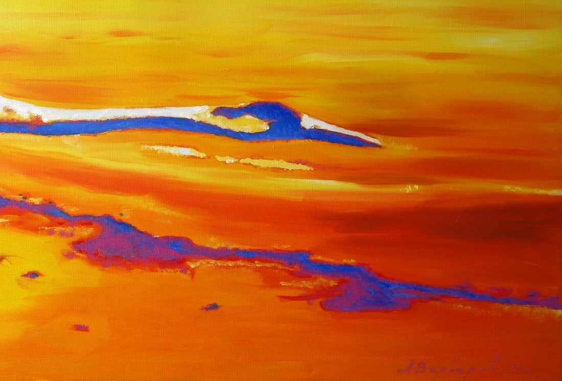 Oil painting Cranes fly Varvarov Anatoly Viktorovich - 7