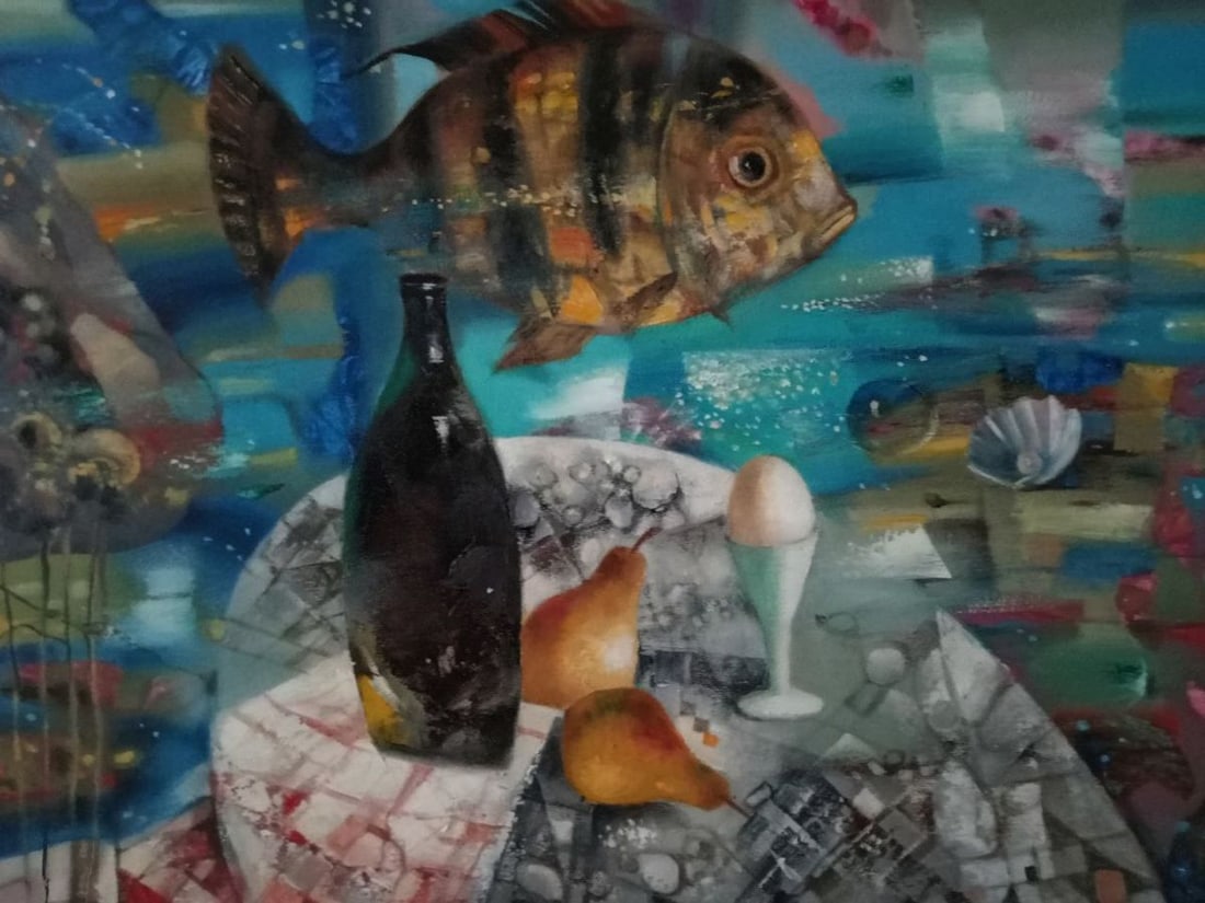 Oil painting Still life with fish Anatoly Borisovich Tarabanov: №Tar 264 *** ABOUT THIS PAINTING *** * TITLE: "Still life with fish" * ARTISTS: Anatoly Borisovich Tarabanov * SIZE: 60x80cm/'23.62x31.49 inches' ** MEDIUM: oil, canvas * HAND PAINTED: Original 