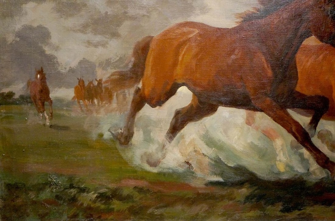 Oil painting Horse running - 2