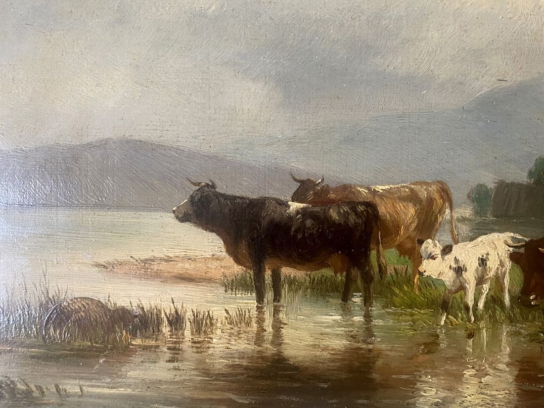 Oil painting Cows at the waterhole European artist - 3