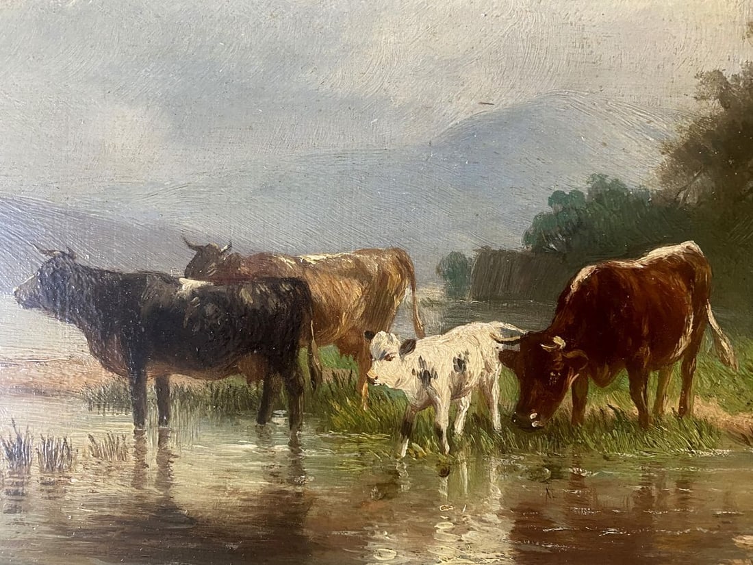 Oil painting Cows at the waterhole European artist - 7