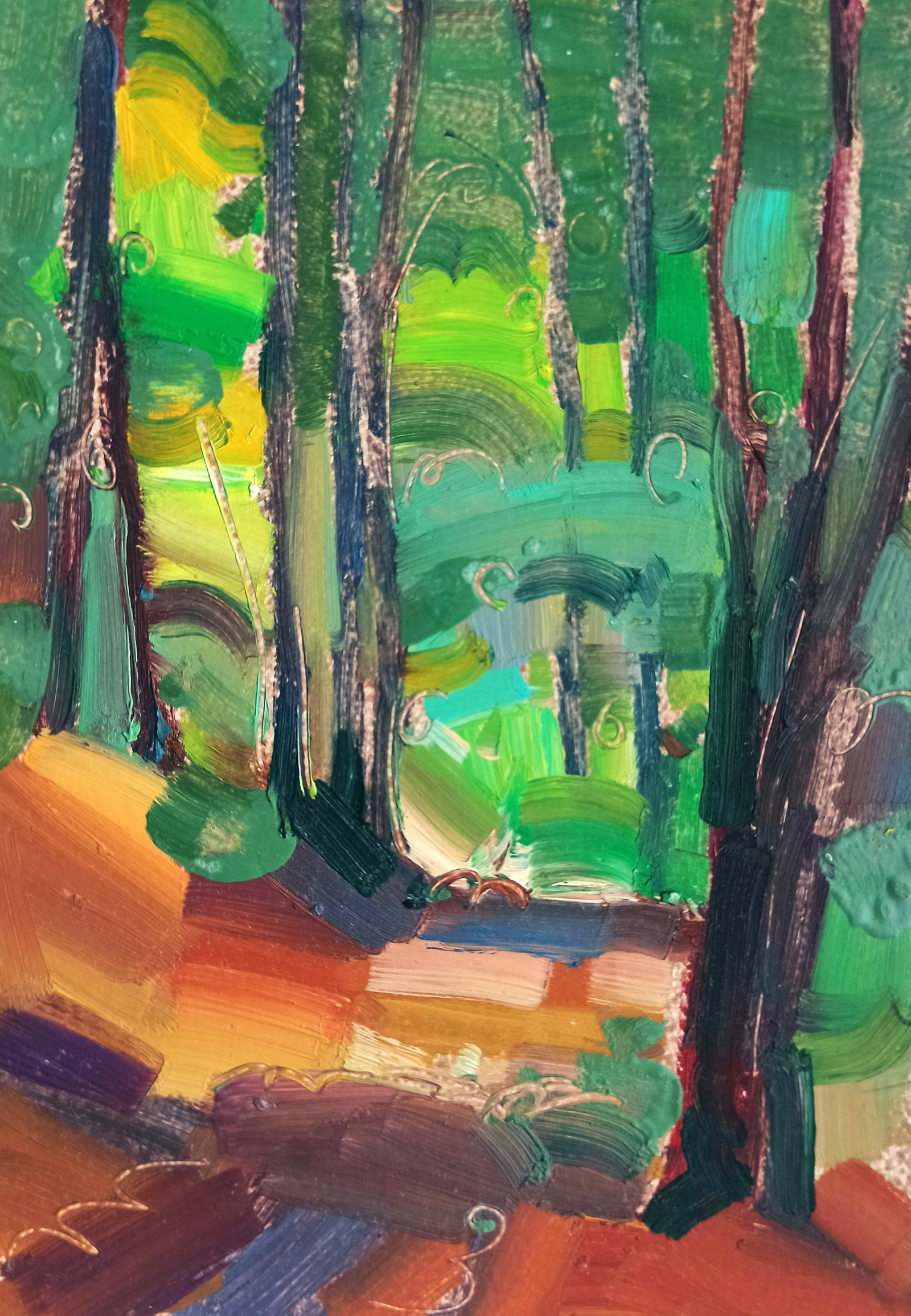Oil painting In a mysterious forest Viktor Khadzhinov: Title: Oil painting In a mysterious forest Viktor Khadzhinov Description: 15KHADZ Painter: Viktor Khadzhinov Size: 12x16 cm/4.72x6.29 inches Components: oil, cardboard Original painting CONDITION: