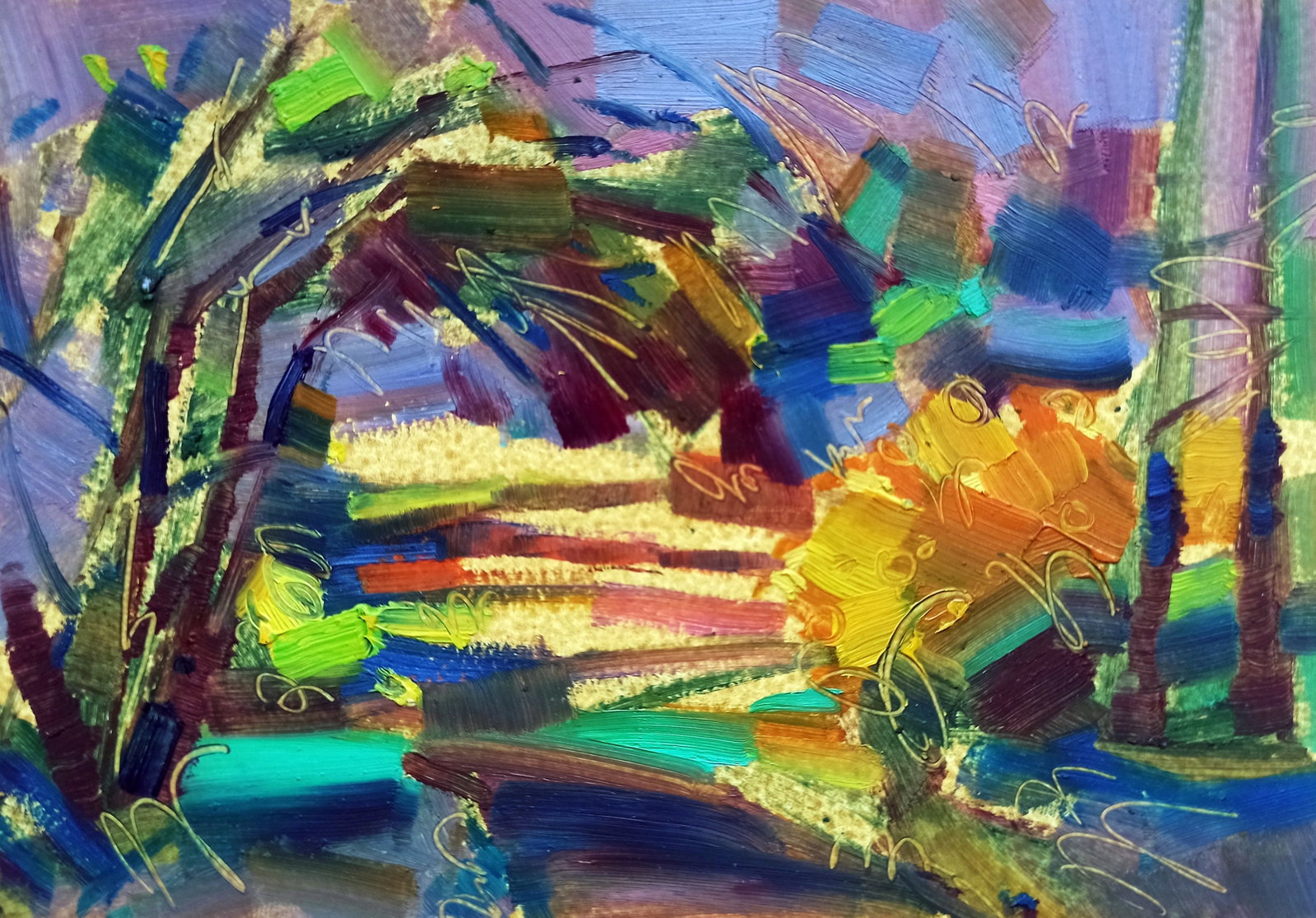 Oil painting Forest Park Viktor Khadzhinov: Title: Oil painting Forest Park Viktor Khadzhinov Description: 35KHADZ Painter: Viktor Khadzhinov Size: 16x12 cm/6.29x4.72 inches Components: oil, cardboard Original painting CONDITION: excellent ARTI