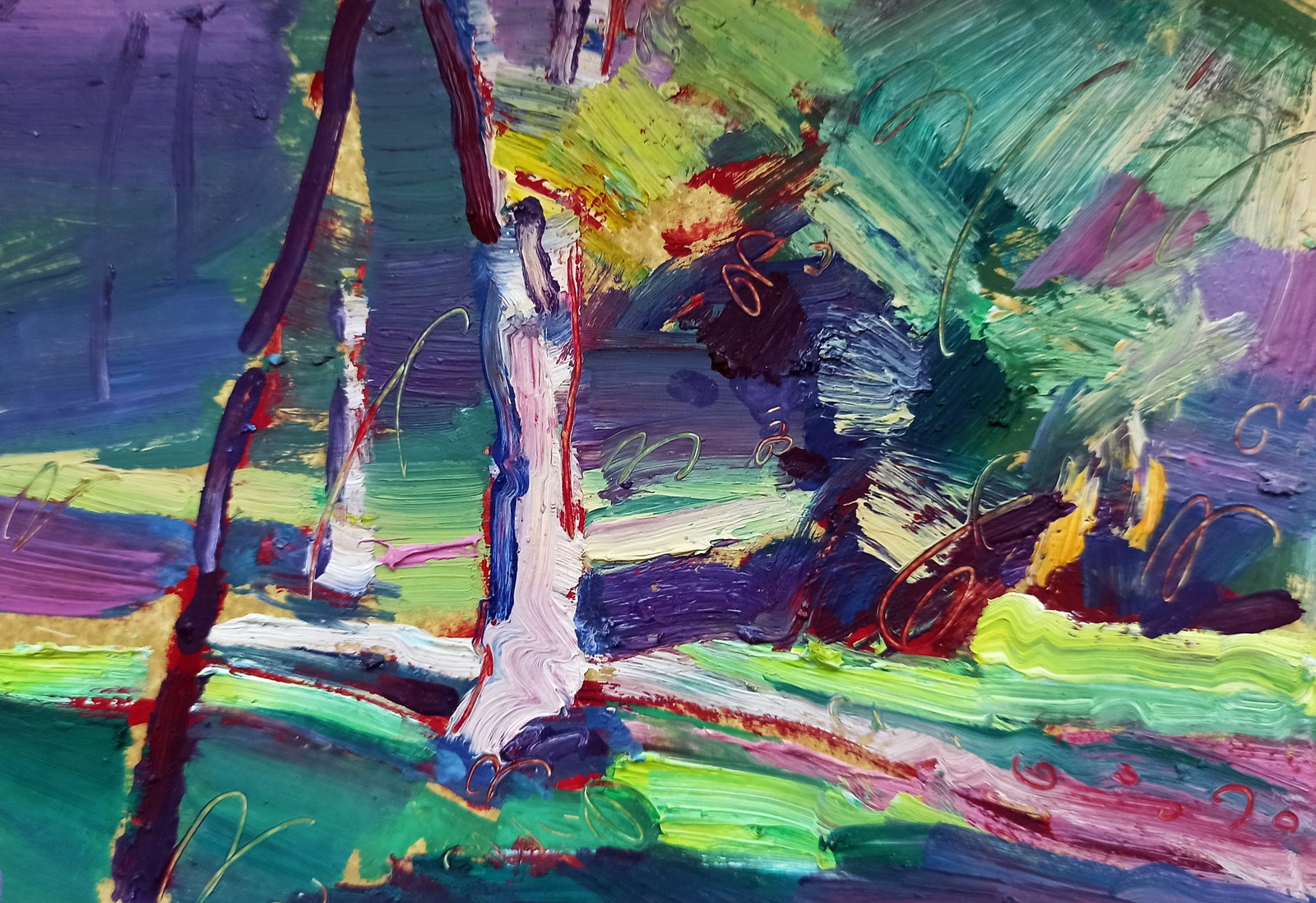 Oil painting Path in the forest Viktor Khadzhinov: Title: Oil painting Path in the forest Viktor Khadzhinov Description: 41KHADZ Painter: Viktor Khadzhinov Size: 16x12 cm/6.29x4.72 inches Components: oil, cardboard Original painting CONDITION: excelle