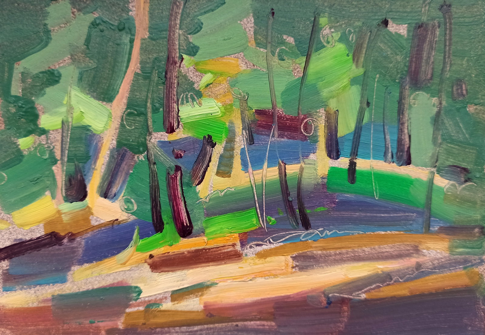 Oil painting Country holidays Viktor Khadzhinov: Title: Oil painting Country holidays Viktor Khadzhinov Description: 45KHADZ Painter: Viktor Khadzhinov Size: 16x12 cm/6.29x4.72 inches Components: oil, cardboard Original painting CONDITION: excellent