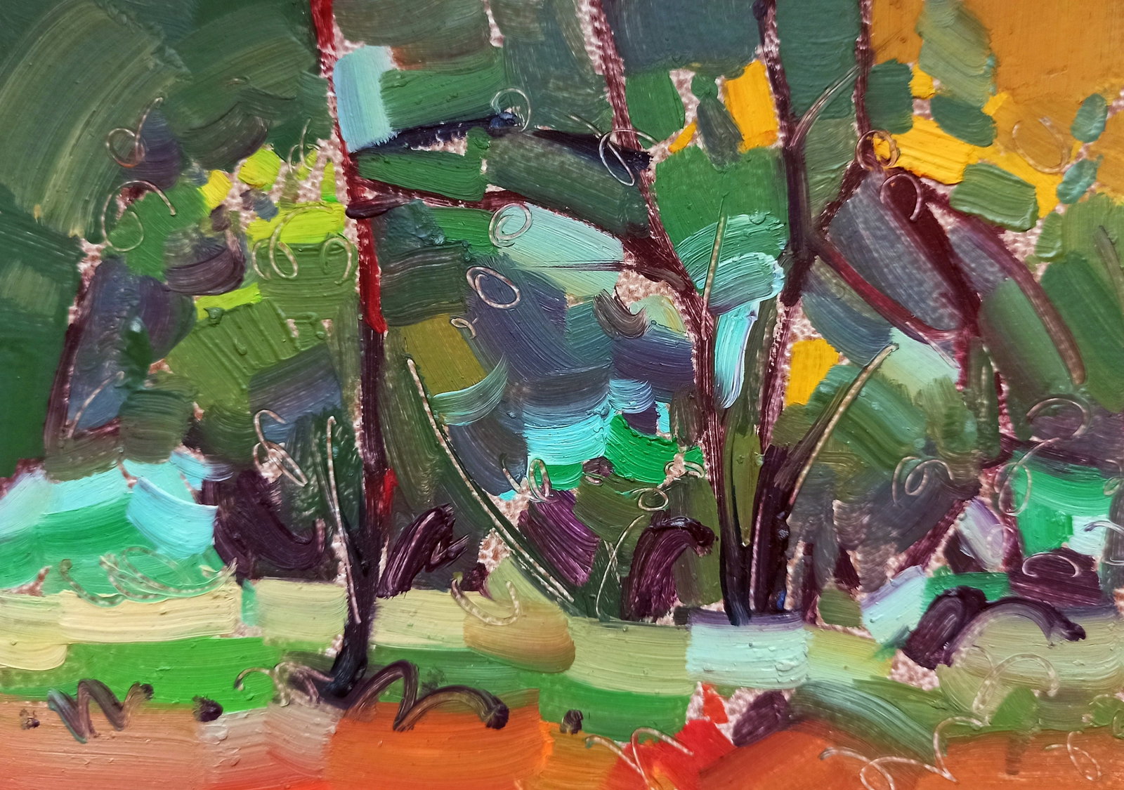 Oil painting Warm evening Viktor Khadzhinov: Title: Oil painting Warm evening Viktor Khadzhinov Description: 47KHADZ Painter: Viktor Khadzhinov Size: 16x12 cm/6.29x4.72 inches Components: oil, cardboard Original painting CONDITION: excellent