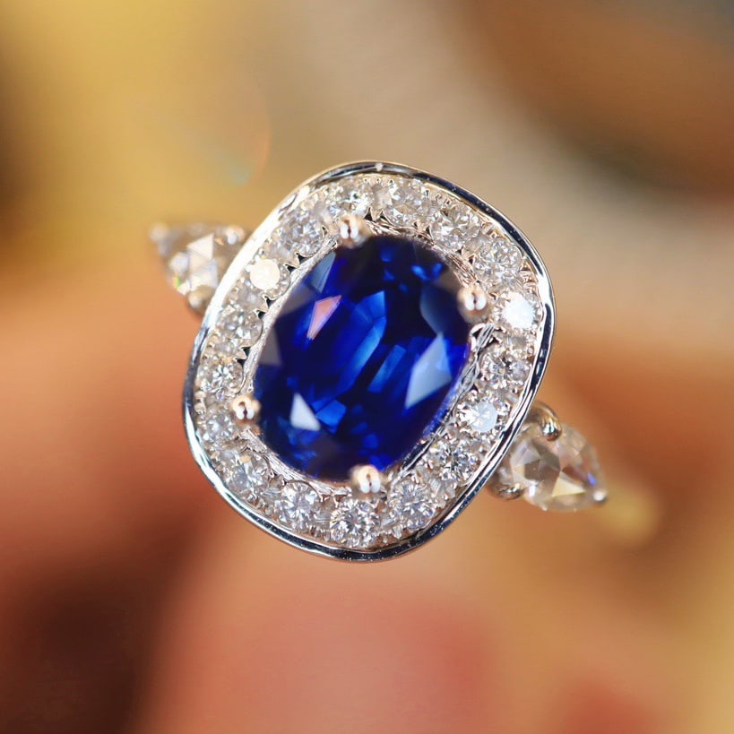 14K GOLD 1.20 CTW NATURAL SAPPHIRE and DIAMOND RING - 2