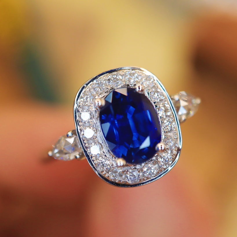 14K GOLD 1.20 CTW NATURAL SAPPHIRE and DIAMOND RING - 3