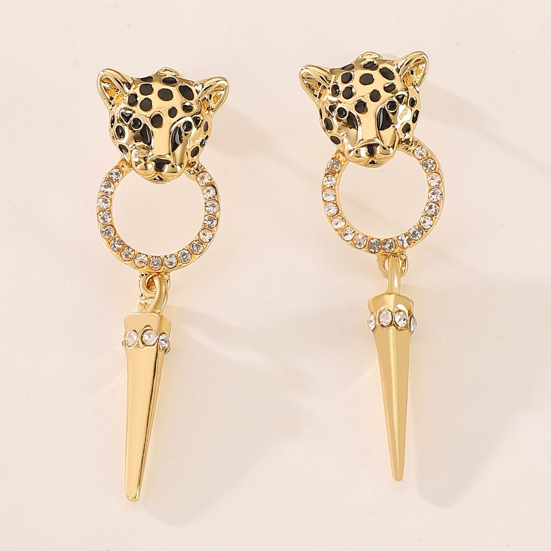 Gold-Plated Leopard Drop Earrings - 3