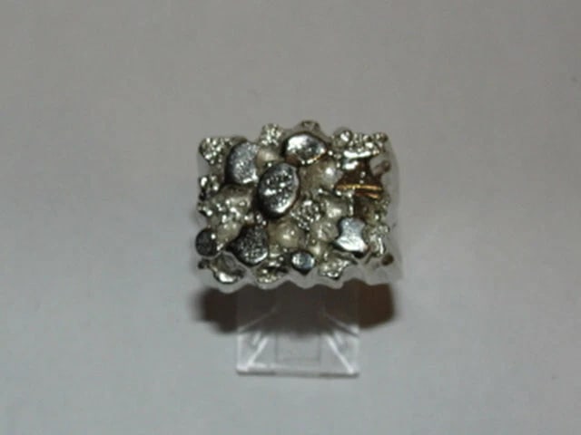 Alberto Juan Sterling Silver over White Brass Nugget Metal Ring - 2