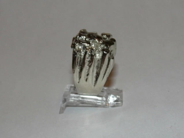 Alberto Juan Sterling Silver over White Brass Nugget Metal Ring - 3