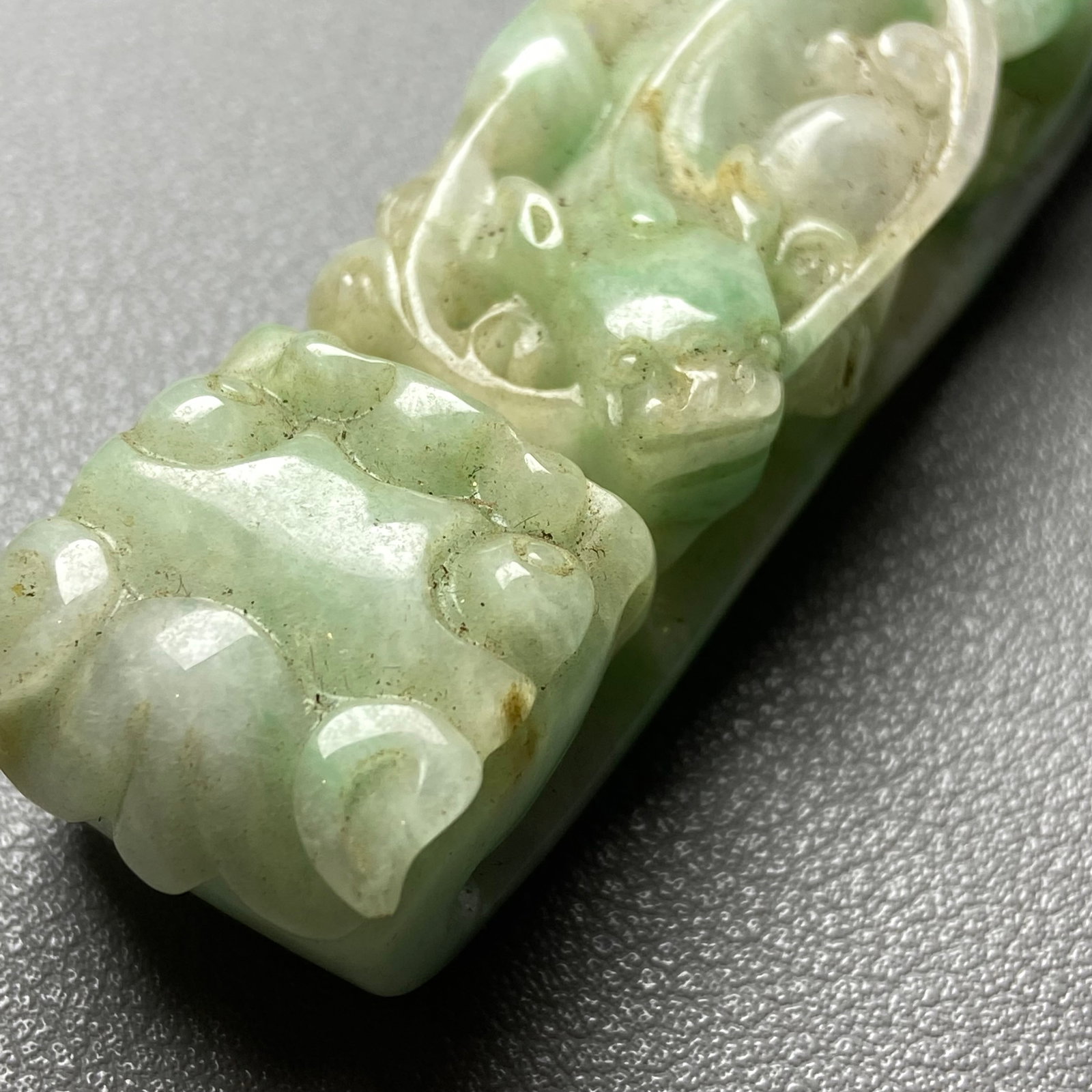 Antique Chinese Apple Green Jadeite Jade Dragon Belt Hook - 9