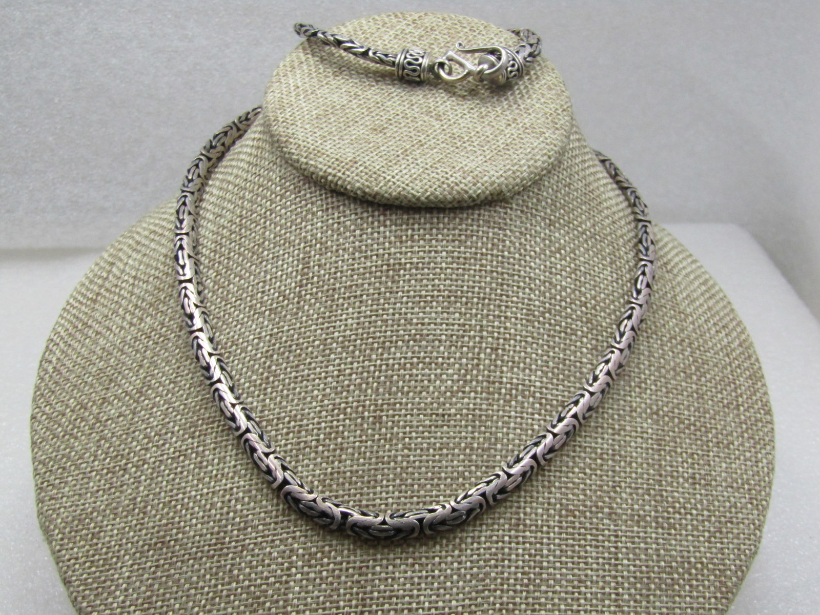 Vintage Sterling Byzantine Chain Necklace, 5mm", 24" Long, Signed BA. Unisex (1 of 8)