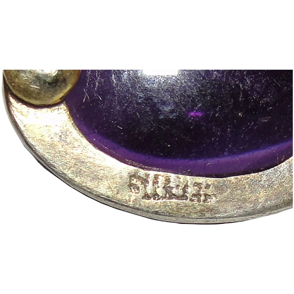 Chinese Sterling Amethyst Cabochon Earrings - 7