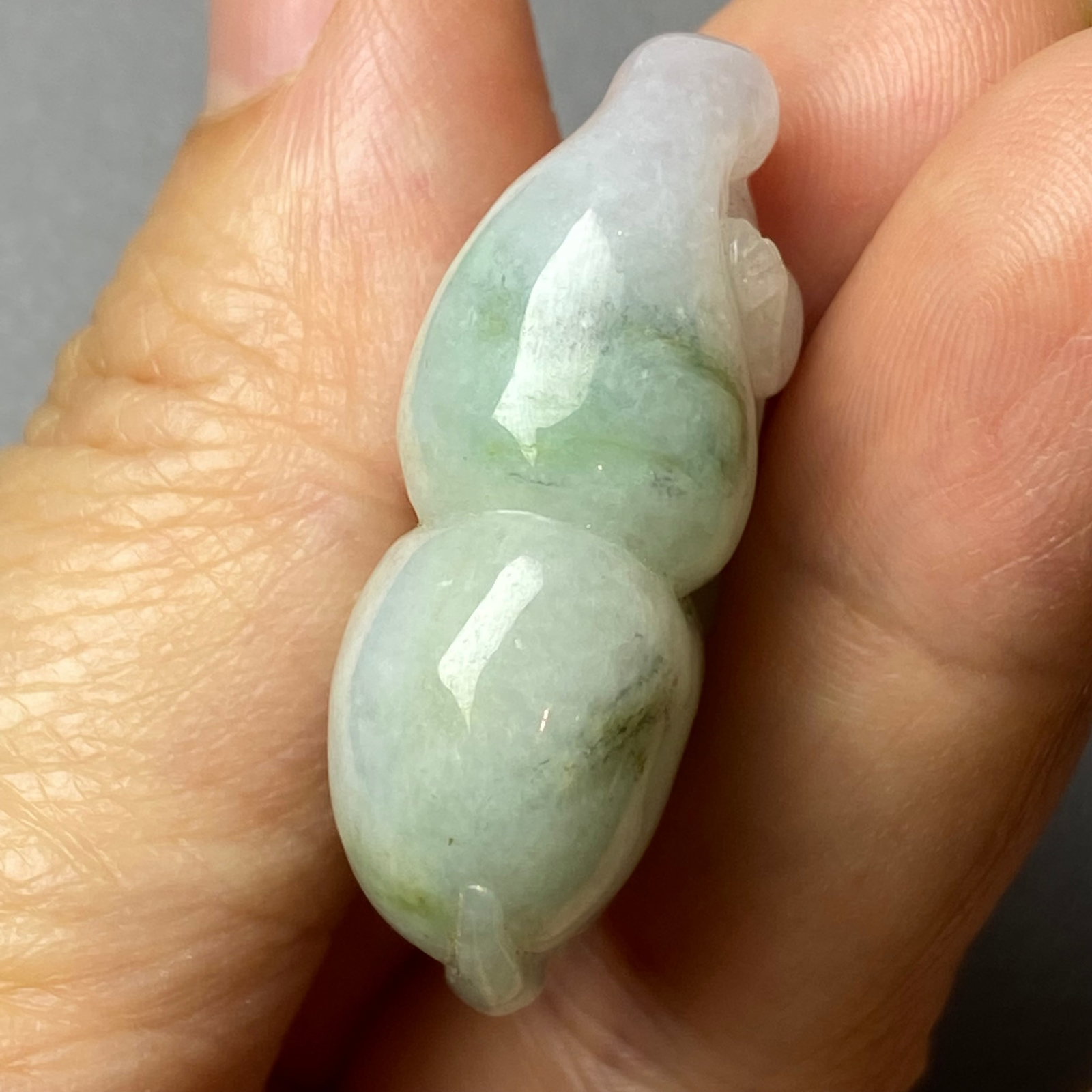 Antique Chinese Natural Jadeite Jade Carved Gourd and Mythical Creature - 4