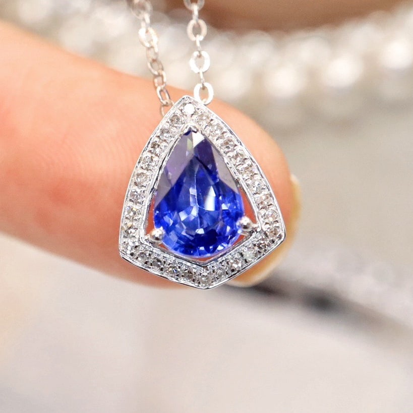 14K GOLD 0.96 CTW NATURAL SAPPHIRE and DIAMOND NECKLACE - 5