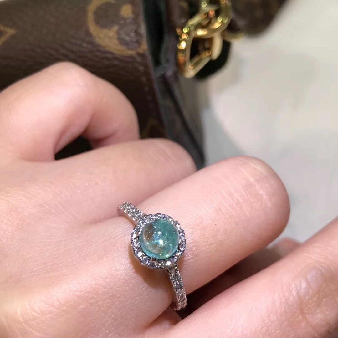 14K GOLD 1.87 CTW NATURAL PARAIBA TOURMALINE and DIAMOND RING - 2