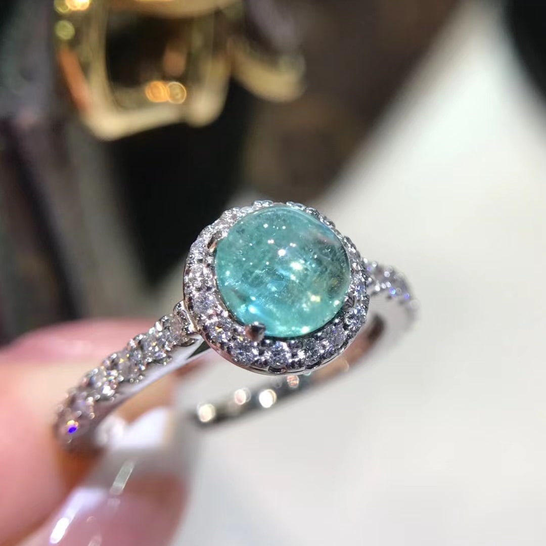 14K GOLD 1.87 CTW NATURAL PARAIBA TOURMALINE and DIAMOND RING - 3