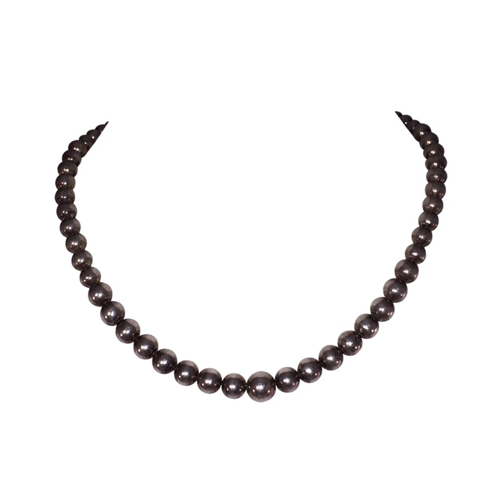 Graduated Sterling Silver Hollow Bead Necklace - 2