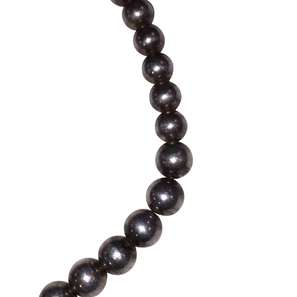 Graduated Sterling Silver Hollow Bead Necklace - 5
