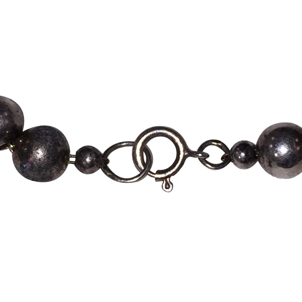 Graduated Sterling Silver Hollow Bead Necklace - 6
