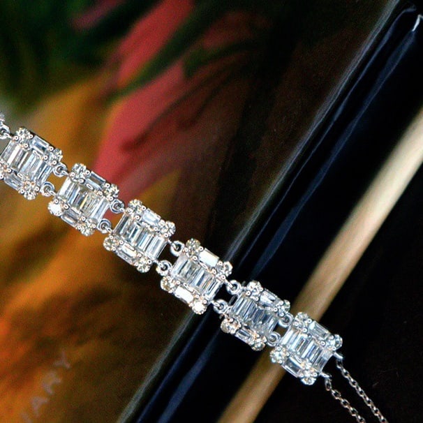 14K GOLD 1.5 CT NATURAL H DIAMOND BRACELET - 2