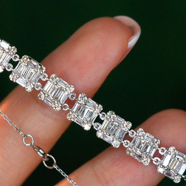 14K GOLD 1.5 CT NATURAL H DIAMOND BRACELET - 5