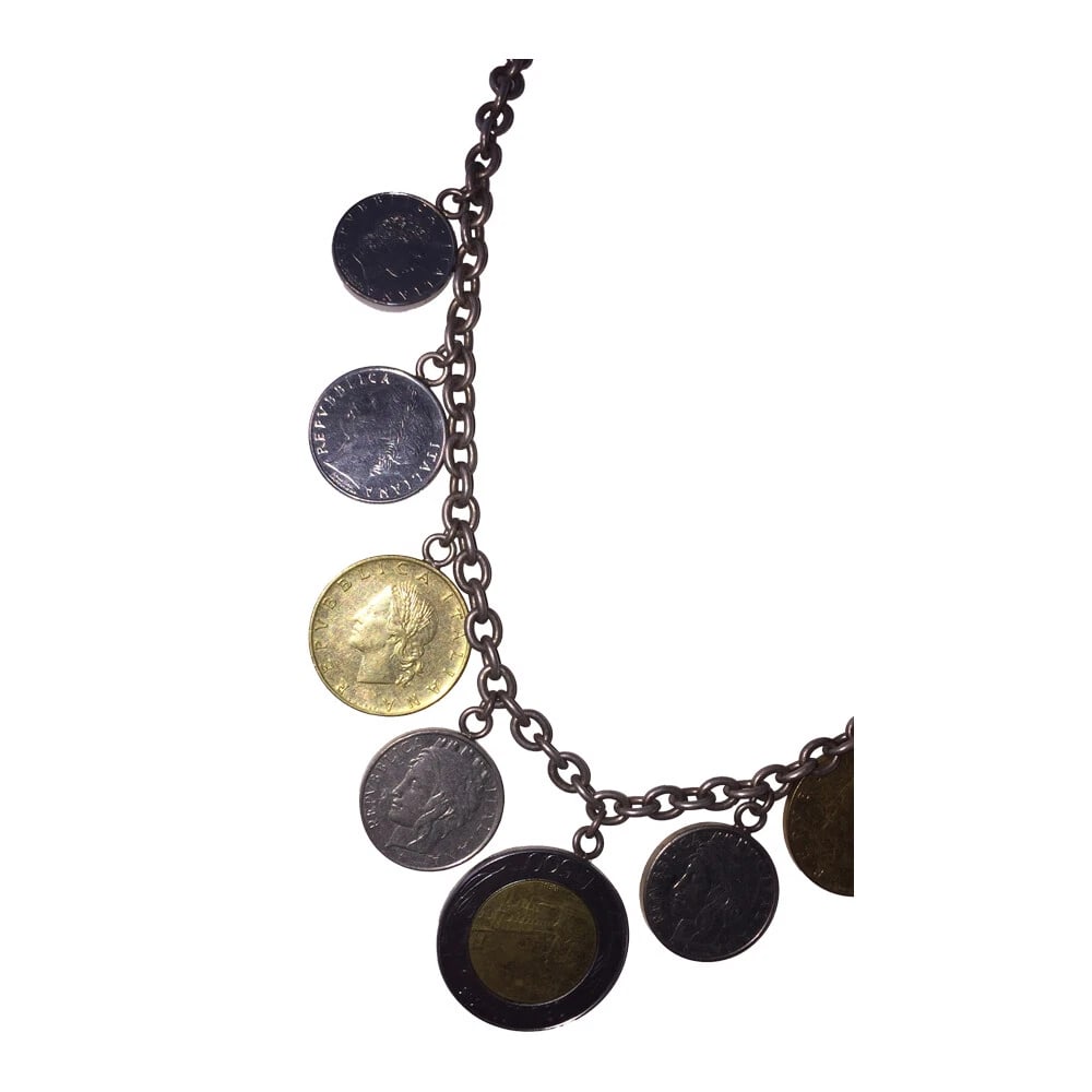 Milor Two Tone Italian Sterling Coin Dangle Charm Necklace - 5