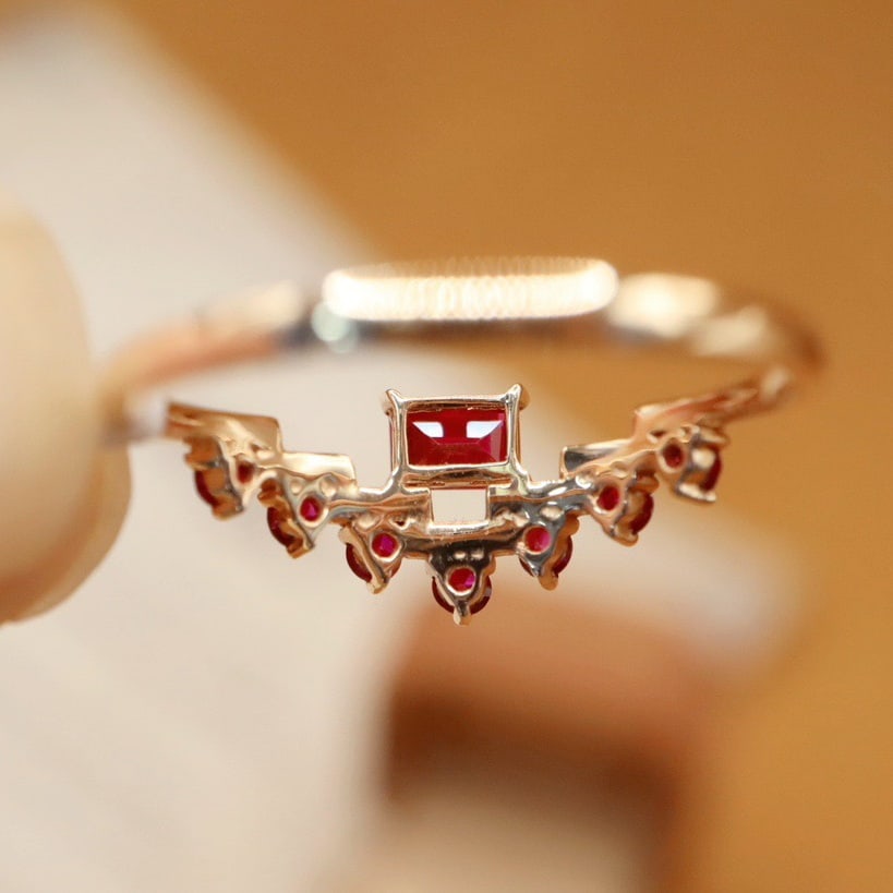 14K GOLD 0.41 CTW VIVID RED NATURAL RUBY and DIAMOND RING - 5