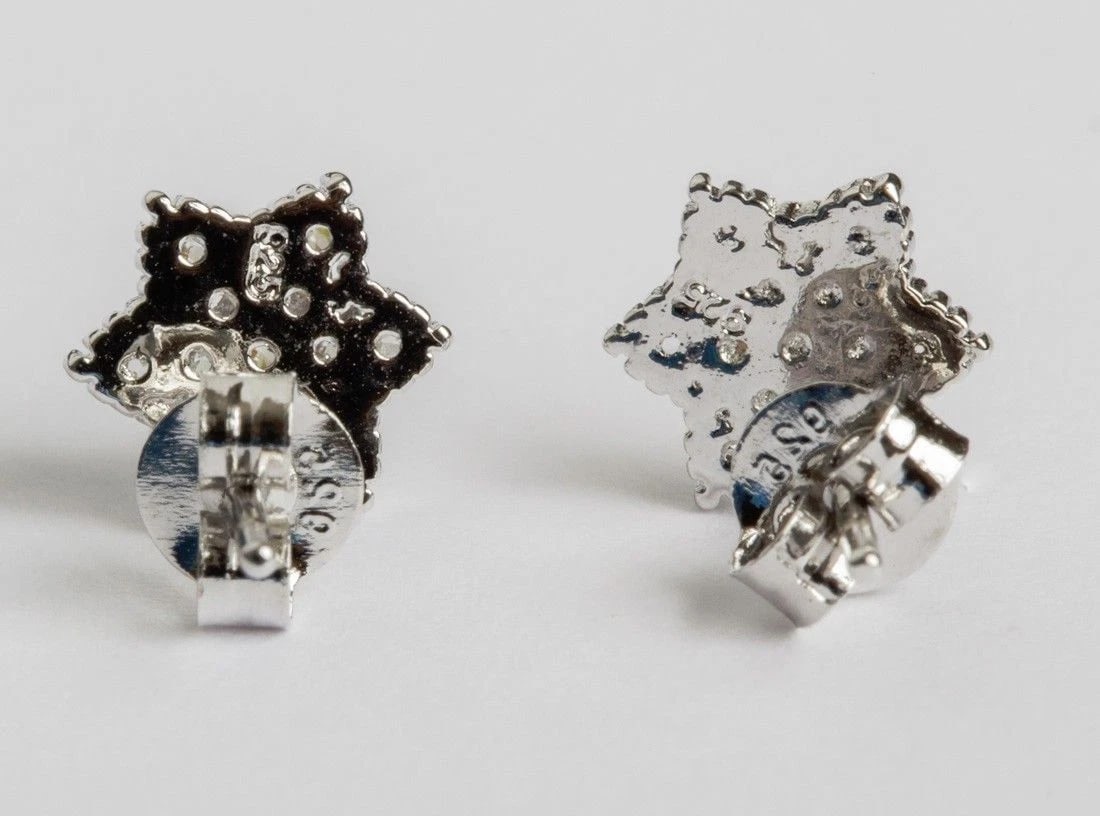 Sterling Silver Pave Cubic Zirconia Star of David Stud Earrings - 4