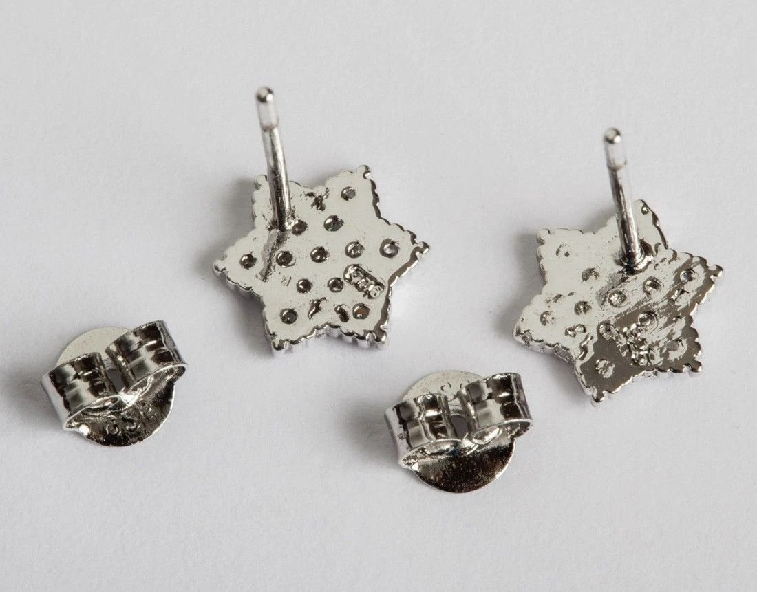 Sterling Silver Pave Cubic Zirconia Star of David Stud Earrings - 5