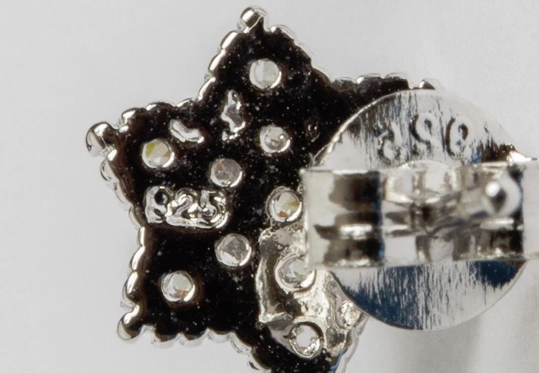 Sterling Silver Pave Cubic Zirconia Star of David Stud Earrings - 6