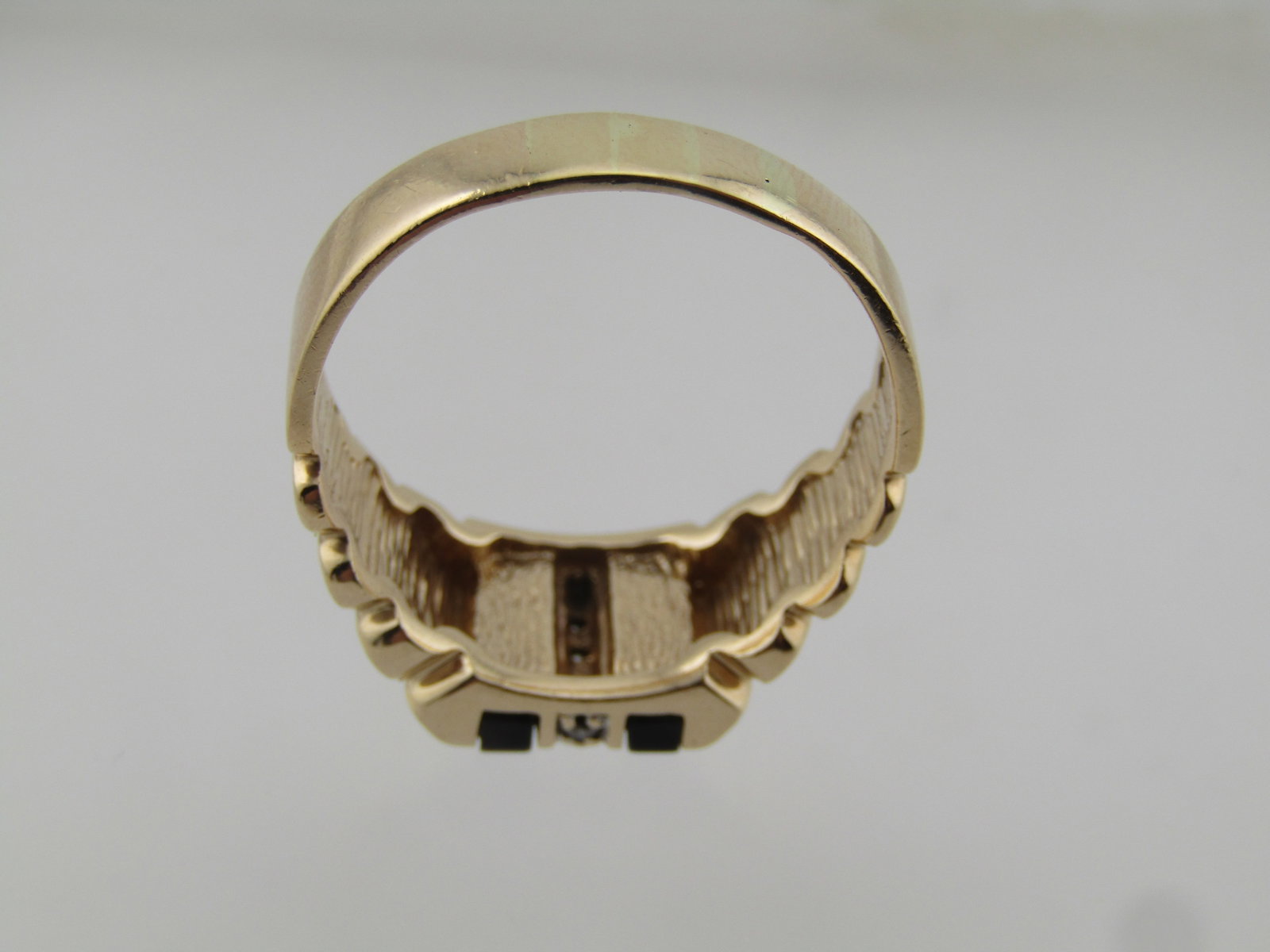 Vintage 14kt Men's Onyx and Diamond Ring,Sz. 13.5, 1950's-1970's, Signed ABL, a jewelry company that - 4