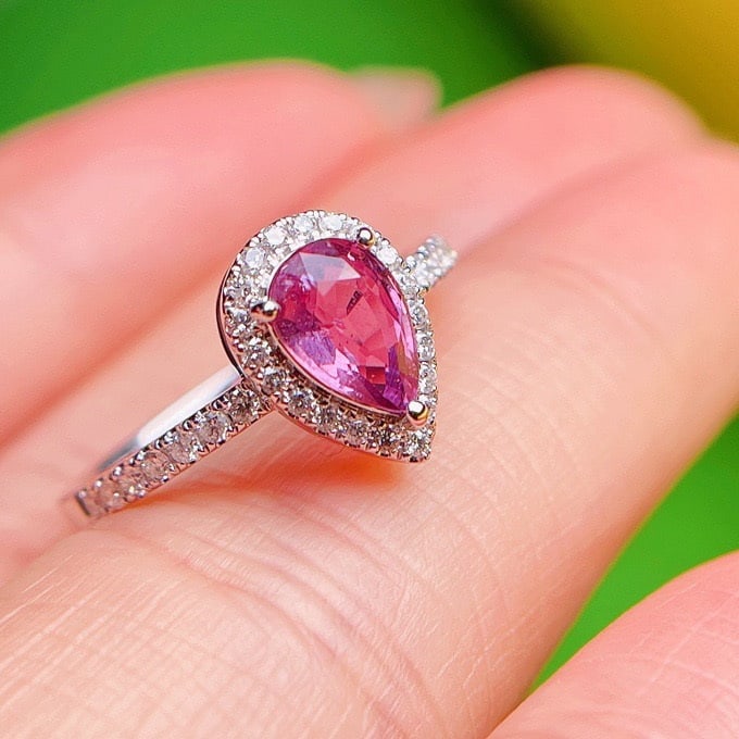 14K GOLD 1.38 CTW NATURAL PADPARADSCHA SAPPHIRE and DIAMOND RING - 2