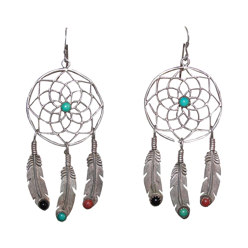 Runway Sterling Silver Dream Catcher Chandelier Statement Earrings - 2